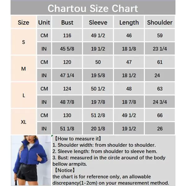 CHARTOU Women Short Cropped Puffer Jacket Parka Warm Quilted Bomber Jacket Coat Crop Overcoat
