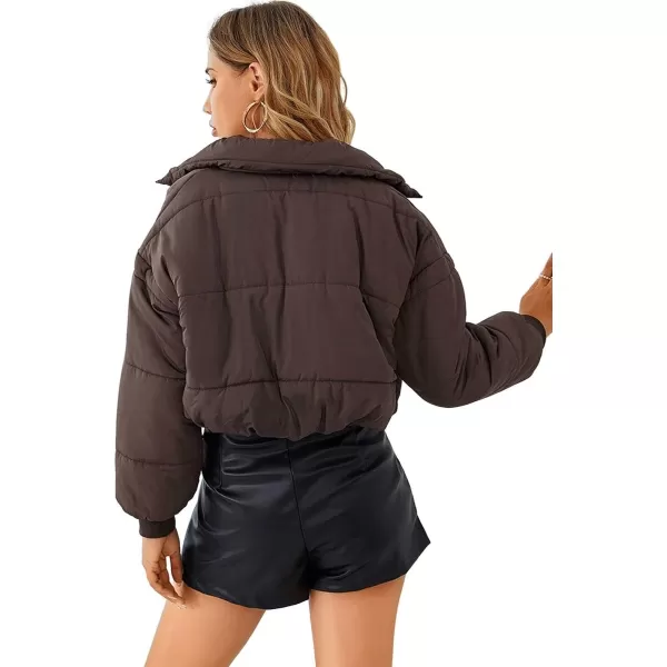 CHARTOU Women Short Cropped Puffer Jacket Parka Warm Quilted Bomber Jacket Coat Crop Overcoat