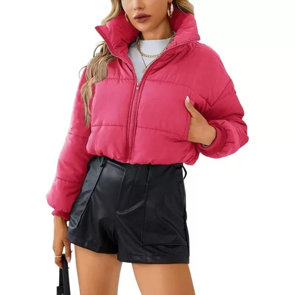 CHARTOU Women Short Cropped Puffer Jacket Parka Warm Quilted Bomber Jacket Coat Crop Overcoat