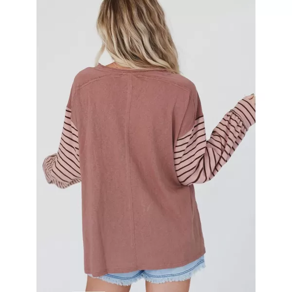 CHARTOU Women Slouchy Long Sleeve Striped Blouse Shirt Cute Top Color Block Stripes Pullover Tunic T Shirt