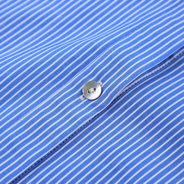 CHARTOU Women Striped Button Down Shirt Lightweight Long Sleeve Stripe Shoulder Pad Collared Chambray Shirt