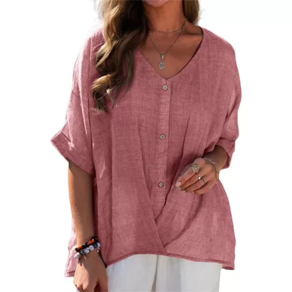 CHARTOU Women Summer Casual Short Sleeve Button Down Work Blouse Shirt Top Ruffle Shirt