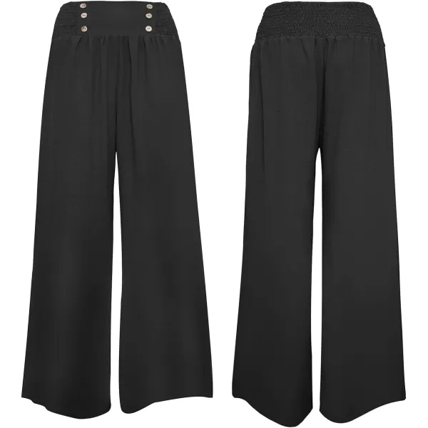 CHARTOU Women Summer Wide Leg Pants Palazzo Pants High Waist Beach Pants Flared Smocked Flowy Pants Dressy