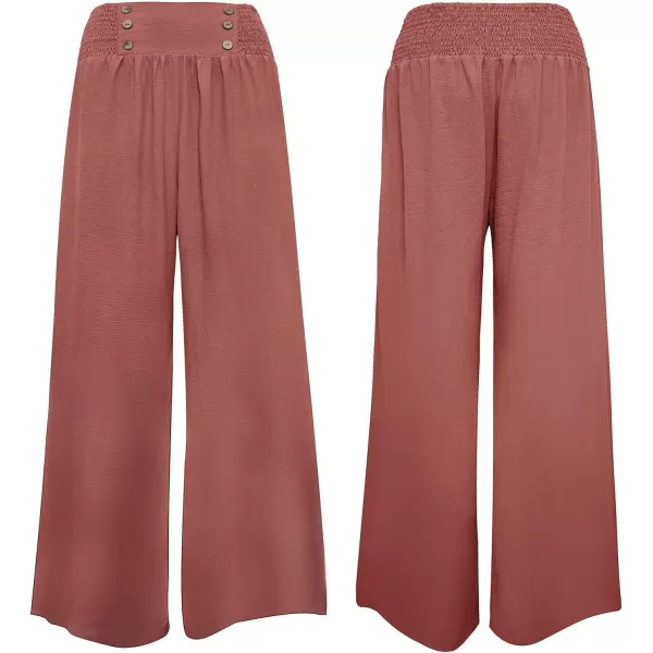 CHARTOU Women Summer Wide Leg Pants Palazzo Pants High Waist Beach Pants Flared Smocked Flowy Pants Dressy
