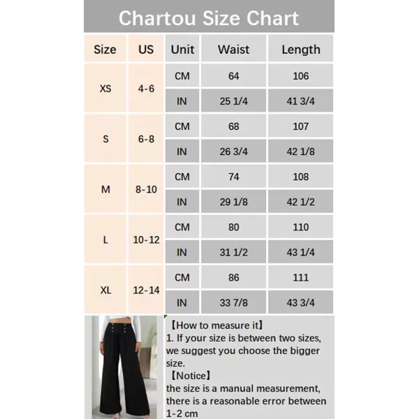 CHARTOU Women Summer Wide Leg Pants Palazzo Pants High Waist Beach Pants Flared Smocked Flowy Pants Dressy