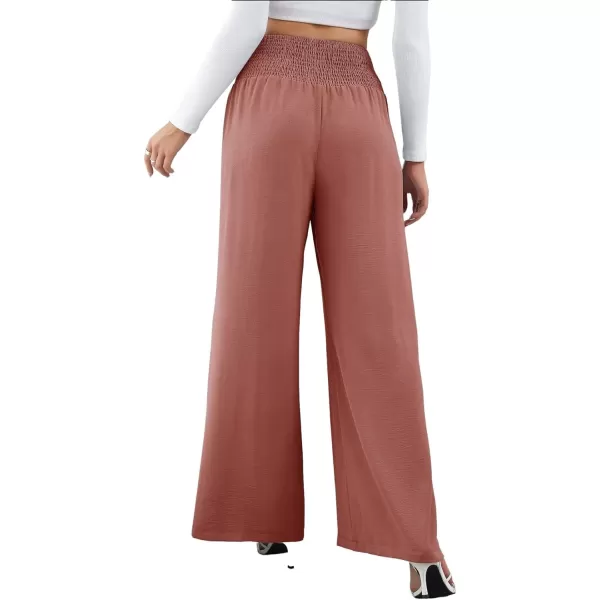 CHARTOU Women Summer Wide Leg Pants Palazzo Pants High Waist Beach Pants Flared Smocked Flowy Pants Dressy