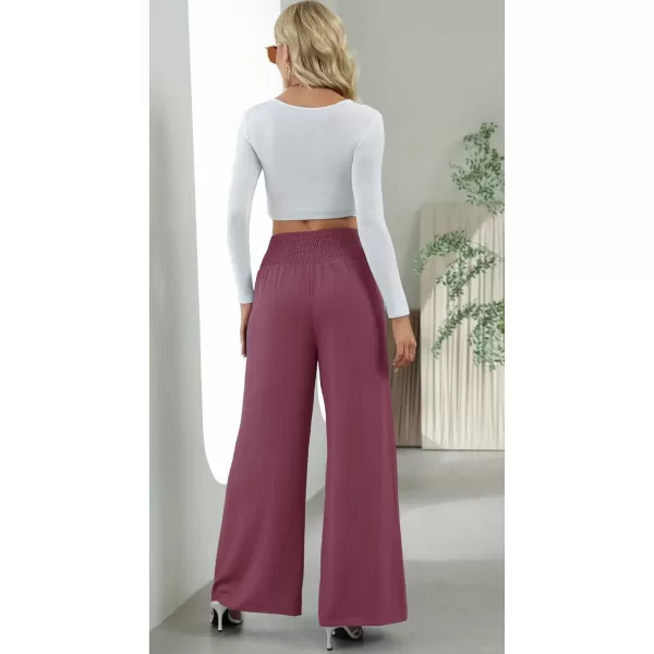 CHARTOU Women Summer Wide Leg Pants Palazzo Pants High Waist Beach Pants Flared Smocked Flowy Pants Dressy