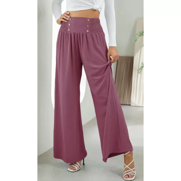 CHARTOU Women Summer Wide Leg Pants Palazzo Pants High Waist Beach Pants Flared Smocked Flowy Pants Dressy