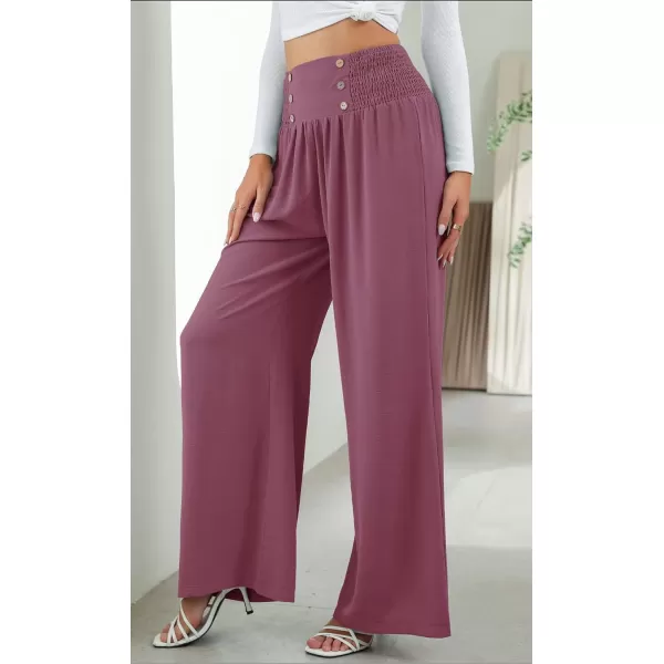 CHARTOU Women Summer Wide Leg Pants Palazzo Pants High Waist Beach Pants Flared Smocked Flowy Pants Dressy