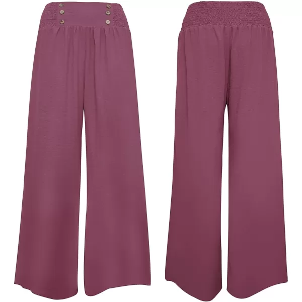 CHARTOU Women Summer Wide Leg Pants Palazzo Pants High Waist Beach Pants Flared Smocked Flowy Pants Dressy
