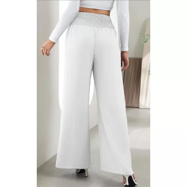 CHARTOU Women Summer Wide Leg Pants Palazzo Pants High Waist Beach Pants Flared Smocked Flowy Pants Dressy