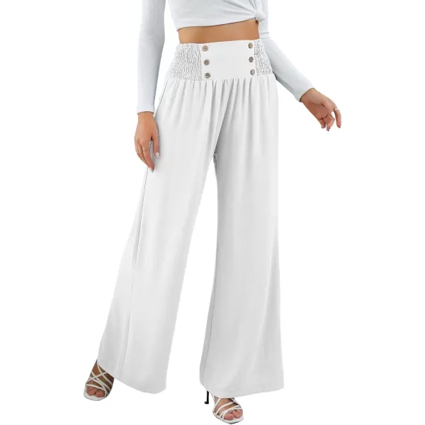 CHARTOU Women Summer Wide Leg Pants Palazzo Pants High Waist Beach Pants Flared Smocked Flowy Pants Dressy