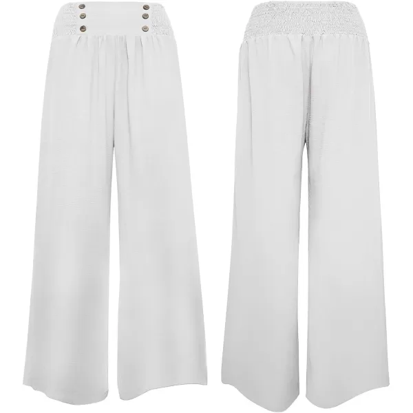 CHARTOU Women Summer Wide Leg Pants Palazzo Pants High Waist Beach Pants Flared Smocked Flowy Pants Dressy