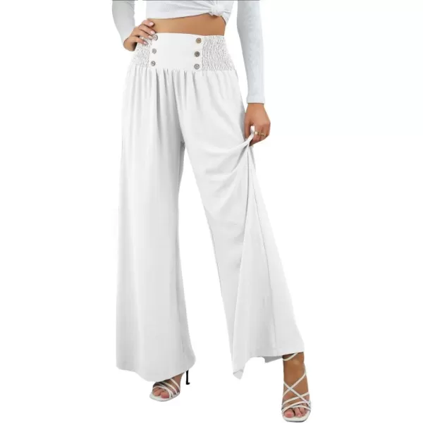 CHARTOU Women Summer Wide Leg Pants Palazzo Pants High Waist Beach Pants Flared Smocked Flowy Pants Dressy