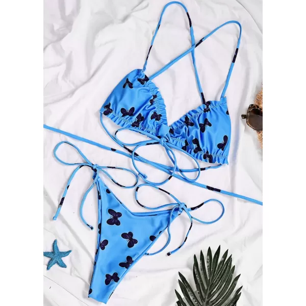 CHARTOU Women Two Pieces Swimsuit Ruffle String Triangle Bikini Sets Halter Summer Beach Bathing Suit