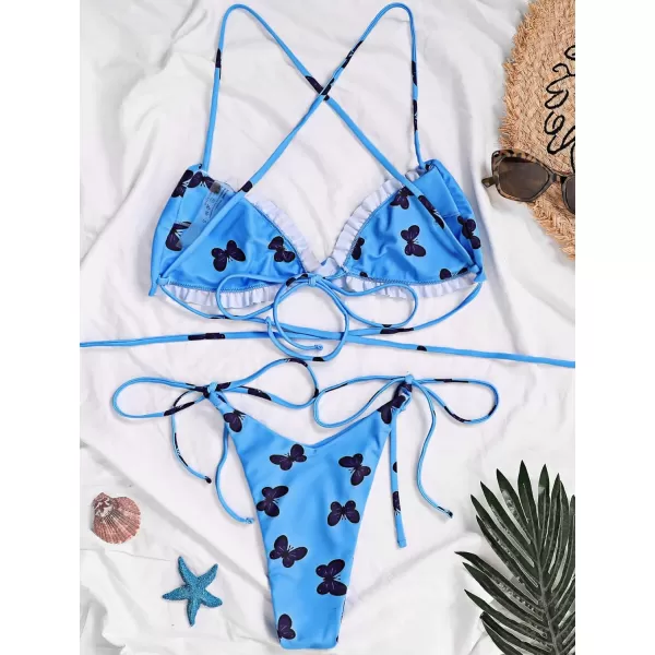 CHARTOU Women Two Pieces Swimsuit Ruffle String Triangle Bikini Sets Halter Summer Beach Bathing Suit