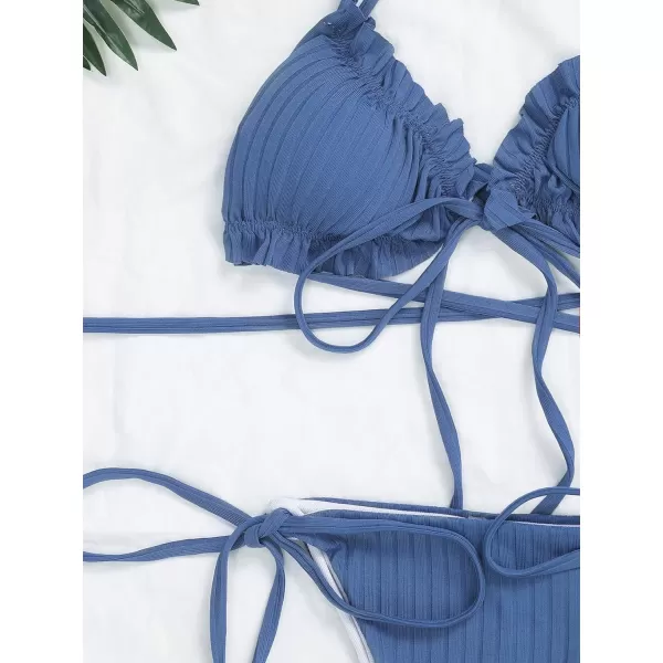 CHARTOU Women Two Pieces Swimsuit Ruffle String Triangle Bikini Sets Halter Summer Beach Bathing Suit