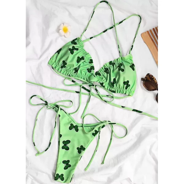 CHARTOU Women Two Pieces Swimsuit Ruffle String Triangle Bikini Sets Halter Summer Beach Bathing Suit