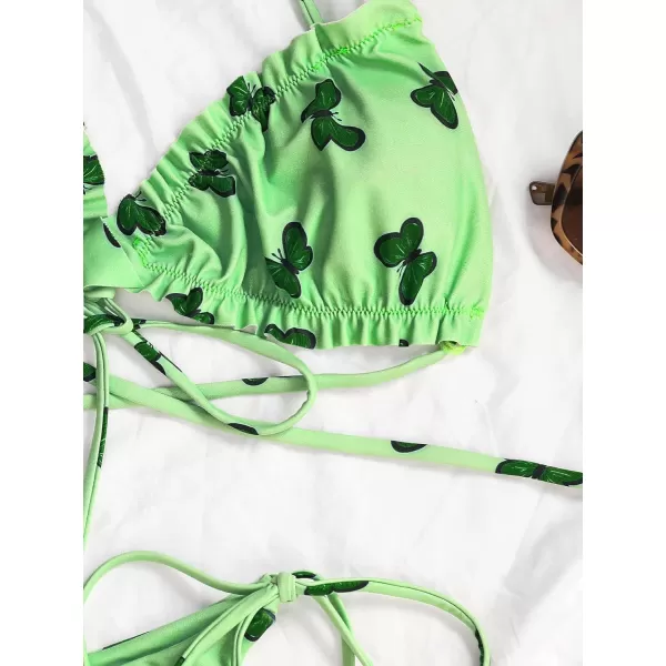 CHARTOU Women Two Pieces Swimsuit Ruffle String Triangle Bikini Sets Halter Summer Beach Bathing Suit