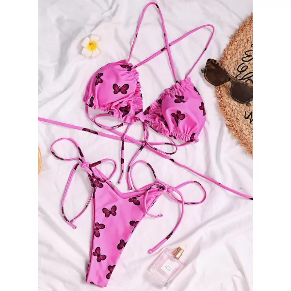 CHARTOU Women Two Pieces Swimsuit Ruffle String Triangle Bikini Sets Halter Summer Beach Bathing Suit