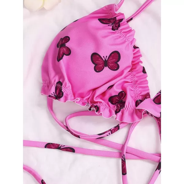 CHARTOU Women Two Pieces Swimsuit Ruffle String Triangle Bikini Sets Halter Summer Beach Bathing Suit