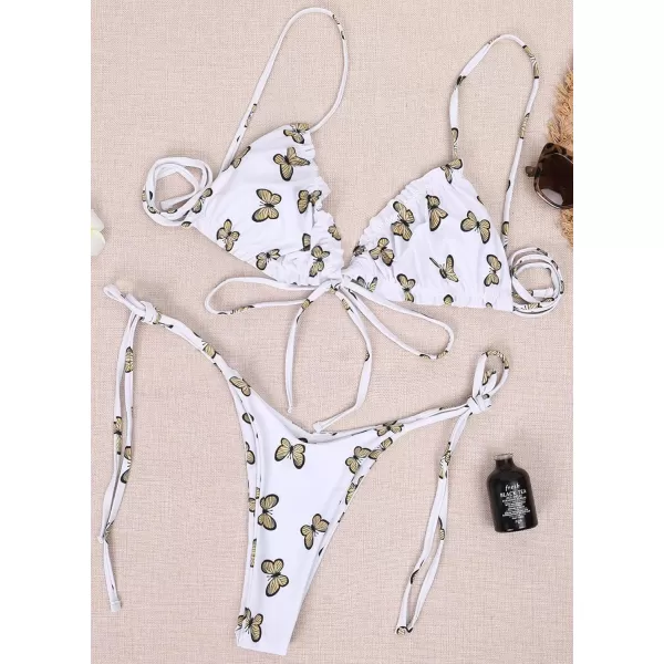 CHARTOU Women Two Pieces Swimsuit Ruffle String Triangle Bikini Sets Halter Summer Beach Bathing Suit