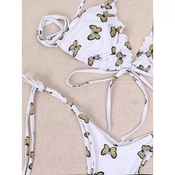 CHARTOU Women Two Pieces Swimsuit Ruffle String Triangle Bikini Sets Halter Summer Beach Bathing Suit