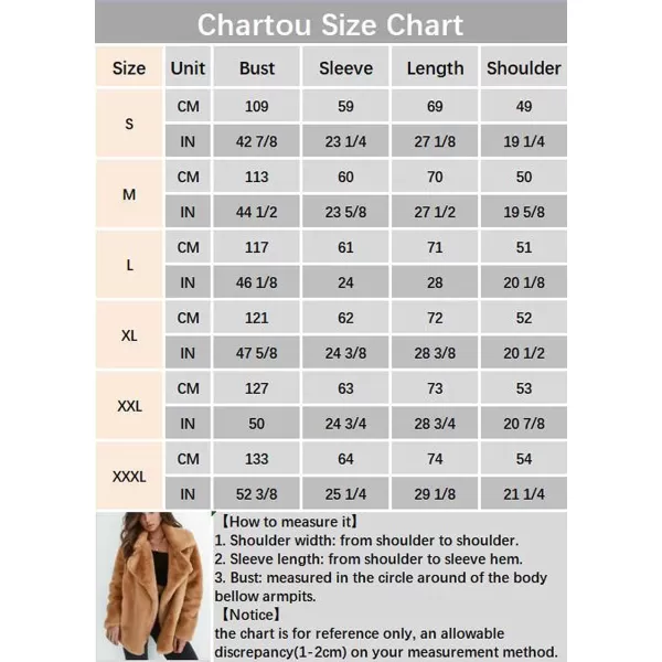CHARTOU Women Winter Faux Fur Coat Fuzzy Sherpa Fleece Jacket Open Front Teddy Bear Coat Overcoat )