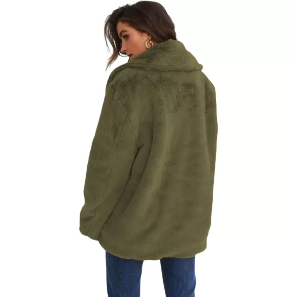 CHARTOU Women Winter Faux Fur Coat Fuzzy Sherpa Fleece Jacket Open Front Teddy Bear Coat Overcoat )