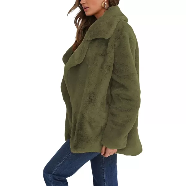 CHARTOU Women Winter Faux Fur Coat Fuzzy Sherpa Fleece Jacket Open Front Teddy Bear Coat Overcoat )