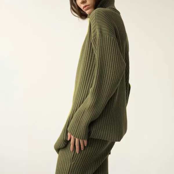 CHARTOU Women's 2 Piece Sweater Set Ribbed Turtleneck Pullover Sweater Top Bodycon Skinny Sweater Skirt Outfits