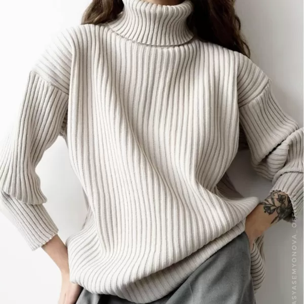 CHARTOU Women's 2 Piece Sweater Set Ribbed Turtleneck Pullover Sweater Top Bodycon Skinny Sweater Skirt Outfits