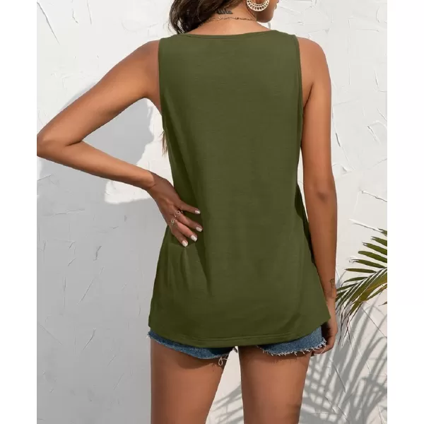 CHARTOU Women's Basic U-Neck Sleeveless Shirred Flowy Peplum Shirt Tank Tops