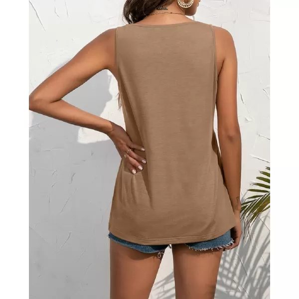 CHARTOU Women's Basic U-Neck Sleeveless Shirred Flowy Peplum Shirt Tank Tops