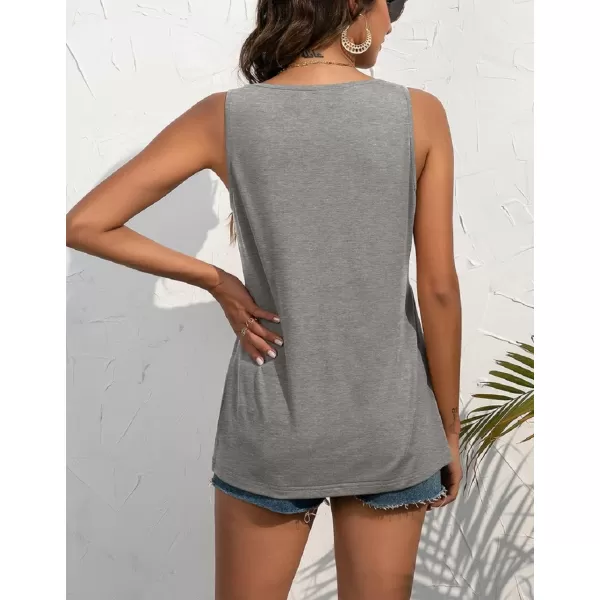 CHARTOU Women's Basic U-Neck Sleeveless Shirred Flowy Peplum Shirt Tank Tops