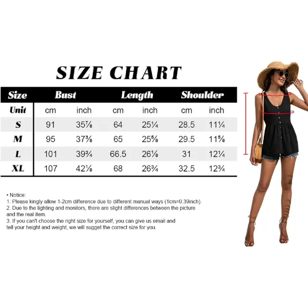 CHARTOU Women's Basic U-Neck Sleeveless Shirred Flowy Peplum Shirt Tank Tops