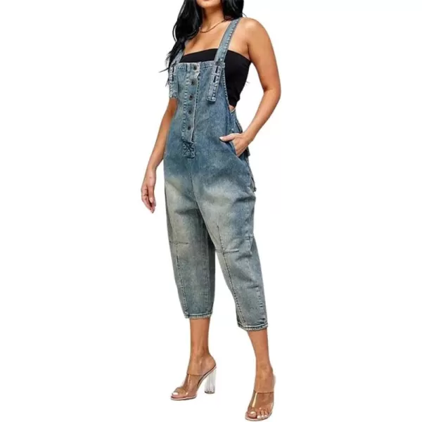 CHARTOU Women's Casual Loose Fit Jean Jumpsuit Overalls Crop Harem Denim Pants