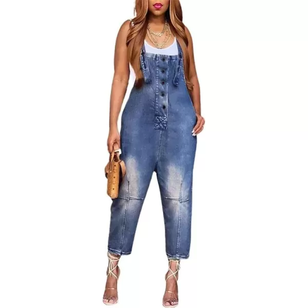CHARTOU Women's Casual Loose Fit Jean Jumpsuit Overalls Crop Harem Denim Pants