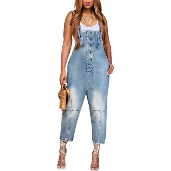 CHARTOU Women's Casual Loose Fit Jean Jumpsuit Overalls Crop Harem Denim Pants