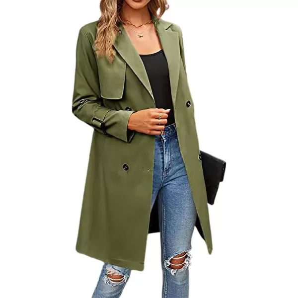 CHARTOU Women's Casual Notched Lapel Collar Double Breasted Trench Coat Wrap Coat with Belt