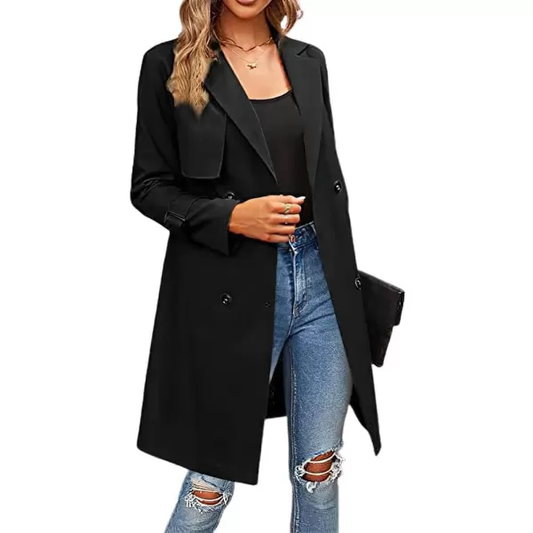 CHARTOU Women's Casual Notched Lapel Collar Double Breasted Trench Coat Wrap Coat with Belt