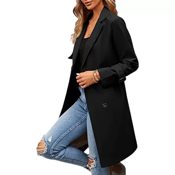 CHARTOU Women's Casual Notched Lapel Collar Double Breasted Trench Coat Wrap Coat with Belt