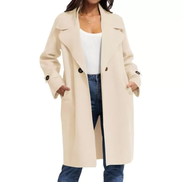 CHARTOU Women's Casual Open Front Knit Cardigan Notch Lapel Long Sweater Trench Coat