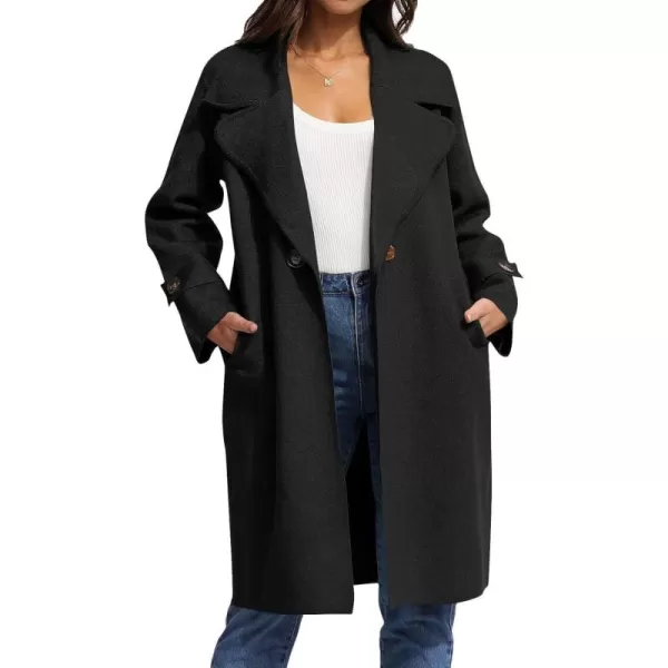 CHARTOU Women's Casual Open Front Knit Cardigan Notch Lapel Long Sweater Trench Coat