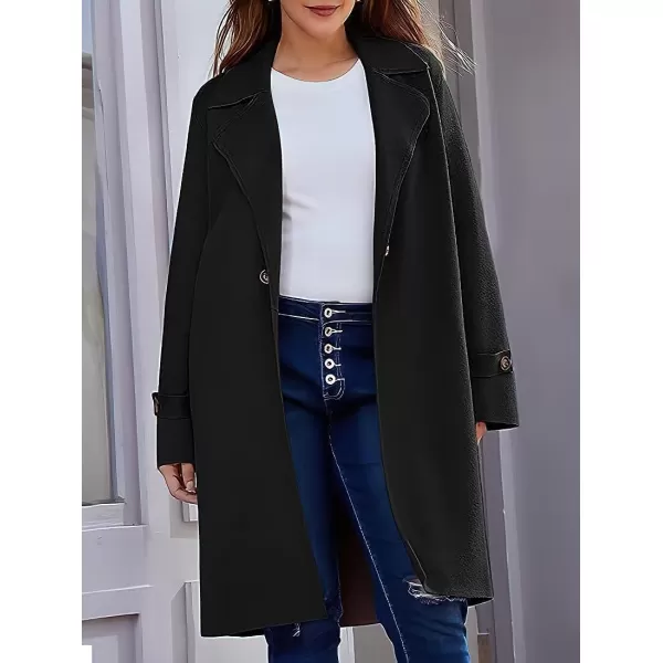 CHARTOU Women's Casual Open Front Knit Cardigan Notch Lapel Long Sweater Trench Coat