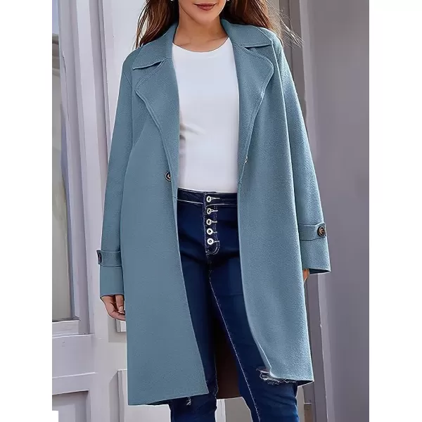 CHARTOU Women's Casual Open Front Knit Cardigan Notch Lapel Long Sweater Trench Coat