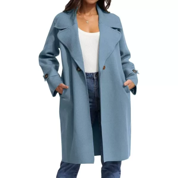 CHARTOU Women's Casual Open Front Knit Cardigan Notch Lapel Long Sweater Trench Coat