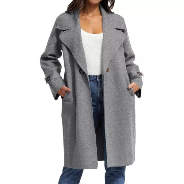 CHARTOU Women's Casual Open Front Knit Cardigan Notch Lapel Long Sweater Trench Coat