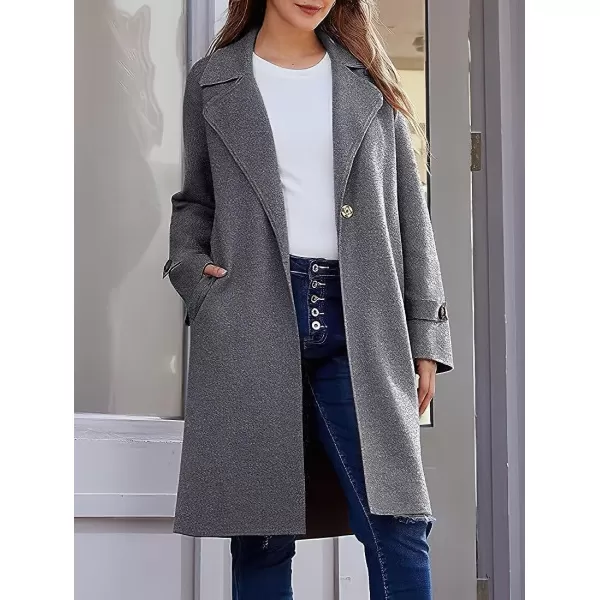 CHARTOU Women's Casual Open Front Knit Cardigan Notch Lapel Long Sweater Trench Coat