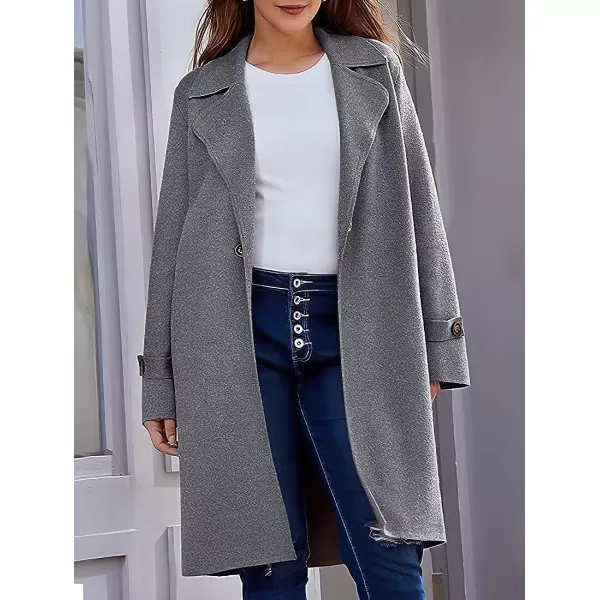 CHARTOU Women's Casual Open Front Knit Cardigan Notch Lapel Long Sweater Trench Coat